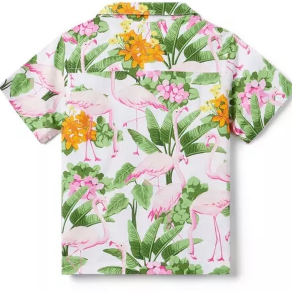 Janie and Jack Tropical Flamingo Cabana Shirt (4T and Size 6) - Picture 2 of 6